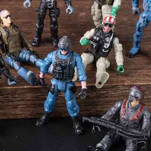 3 otters 12PCS Army Men Toy Soldiers, Special Operation Soldier Military Action Figures Playset with Weapons Army Dogs for Kids Birthday