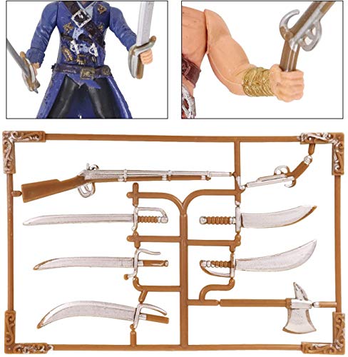 HAPTIME 6 Pcs Pirates Action Figure Playset with 6 Weapons/Sea Rover Pirate Men Toy (Each 3.75 inch Tall), Great for Boys Kids Children as Birthday,Christmas Day, Carnival Fun Gift