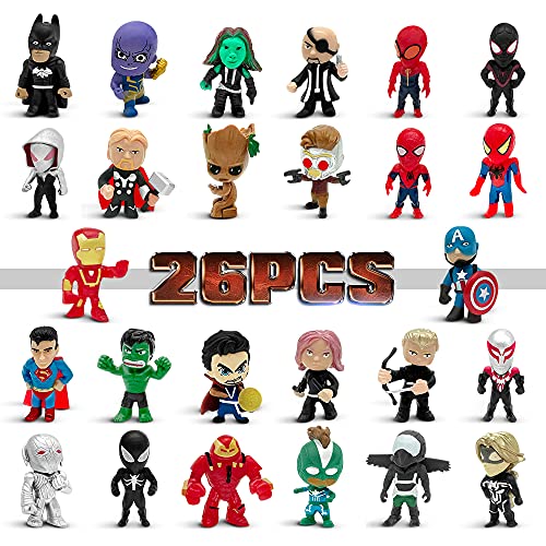 lasama Action Figures, 26 PCS Superhero Set, Mini Figures Toys, Ideal for Collectibles, Party Favors, for Kids