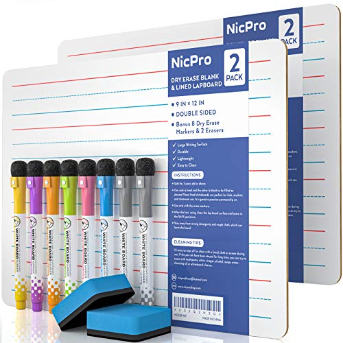 Nicpro Double-Sided Dry Erase Lap Boards 2-Pack