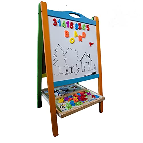 Kids' Double Sided Wooden Art Easel with ABCs