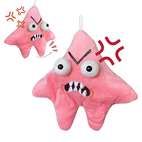 Cute Pink Grumpy Starfish Plush Keychain Toy