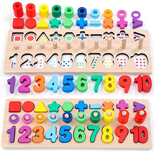 Colorful Montessori Number Shape Stacker Game for Toddlers