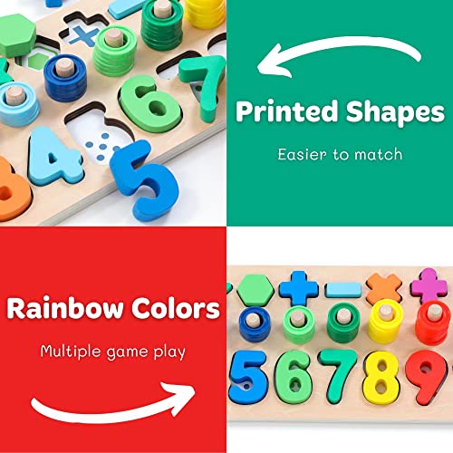Colorful Montessori Number Shape Stacker Game for Toddlers
