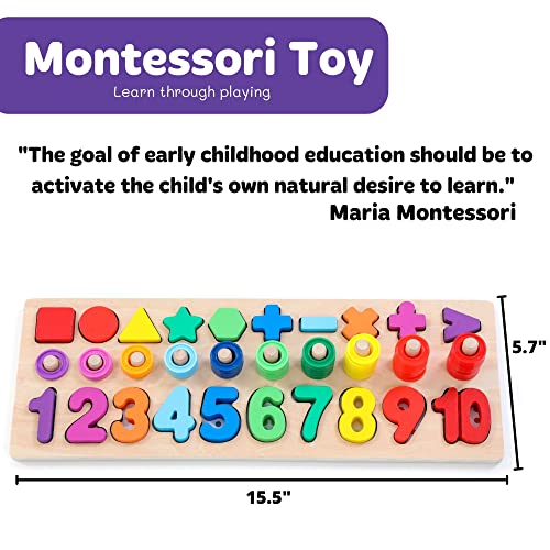 Colorful Montessori Number Shape Stacker Game for Toddlers
