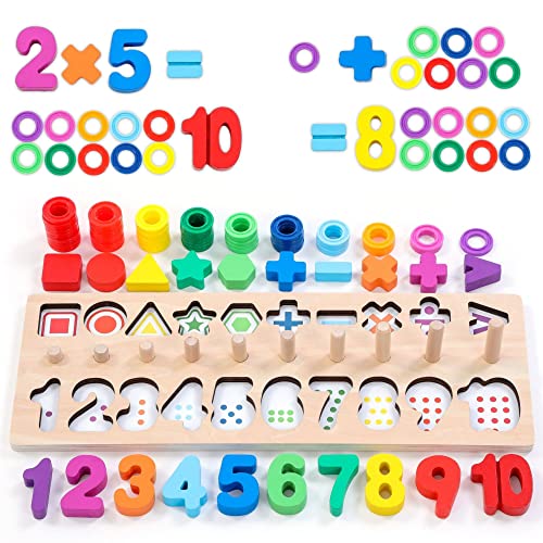 Colorful Montessori Number Shape Stacker Game for Toddlers
