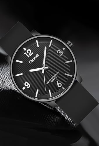 GEDIYAR Men's Waterproof Ultra Thin Quartz Watch Black