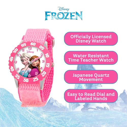 Disney Frozen Time Teacher Kids Pink Nylon Strap Watch
