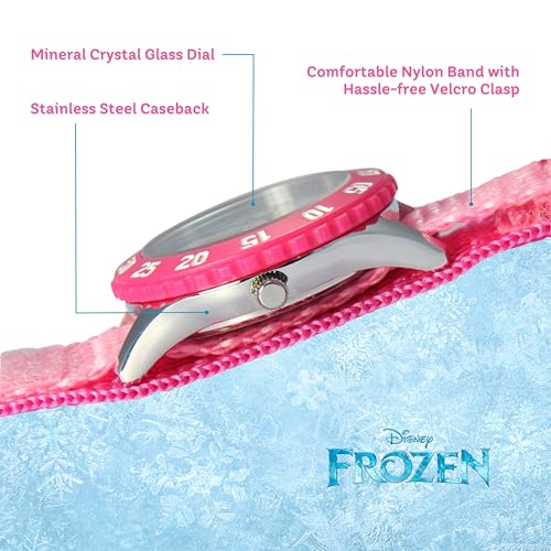 Disney Frozen Time Teacher Kids Pink Nylon Strap Watch
