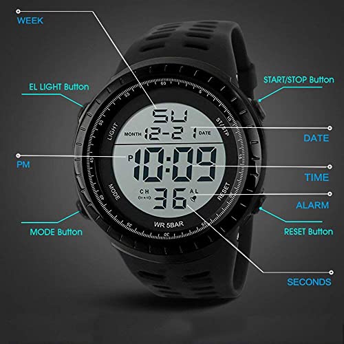 Military Sports Digital Watch with LED Stopwatch Alarm