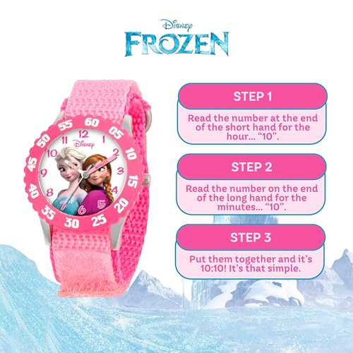 Disney Frozen Time Teacher Kids Pink Nylon Strap Watch