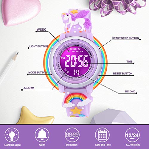 Unicorn Purple Kids Watches for Girls Ages 3-10