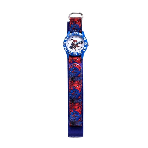 Spider-Man Kids' Time Teacher Analog Quartz Watch, Blue/Multi