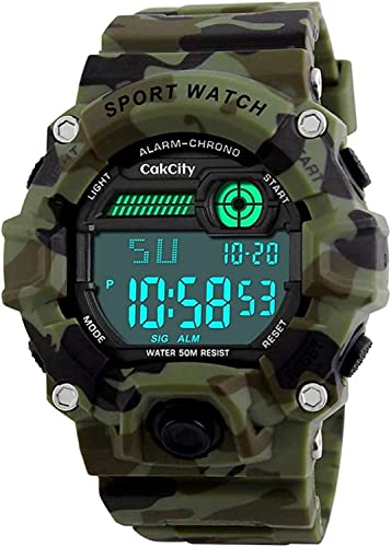 Boys Camouflage LED Sport Watch with Silicone Band