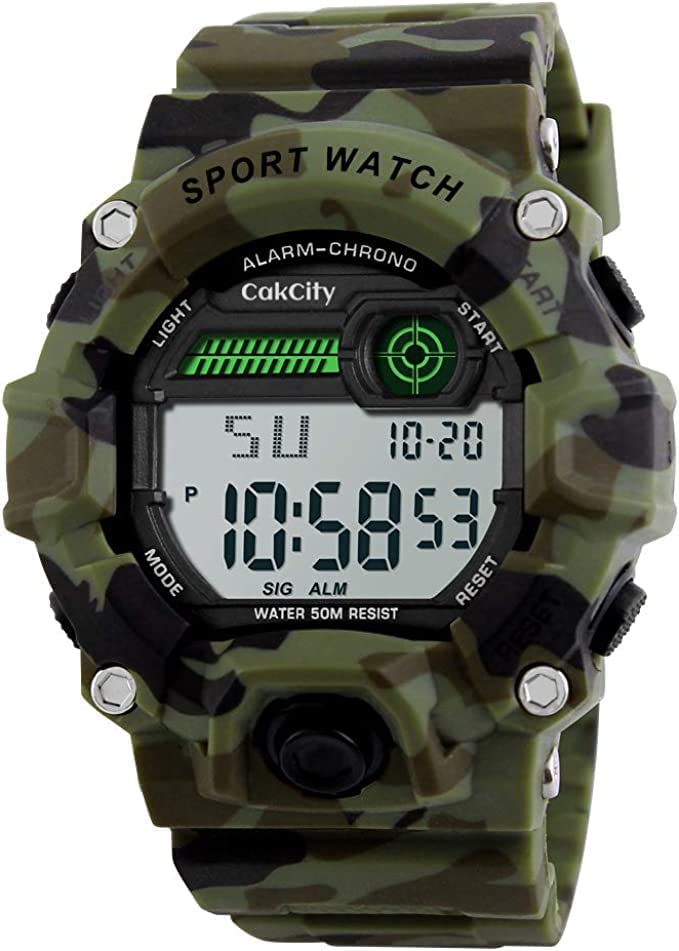 Boys Camouflage LED Sport Watch with Silicone Band