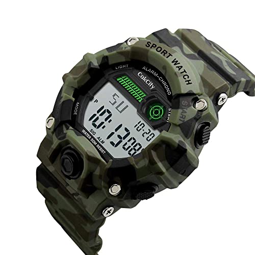 Boys Camouflage LED Sport Watch with Silicone Band