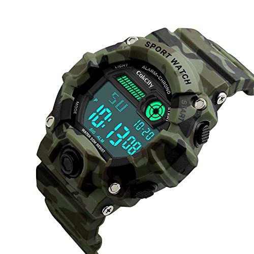 Boys Camouflage LED Sport Watch with Silicone Band