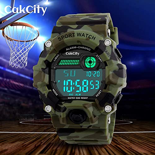 Boys Camouflage LED Sport Watch with Silicone Band