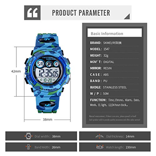 Tonnier Kids Sports Watch with Colorful LED Display