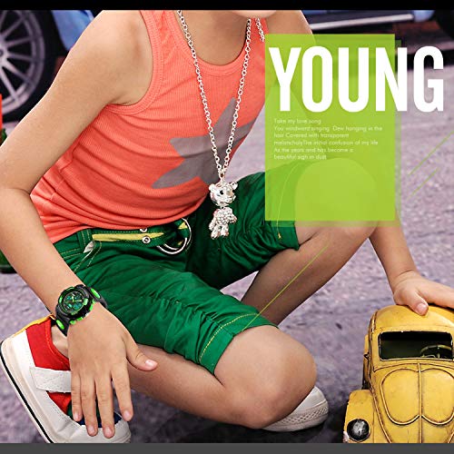 Children's LED Digital Sports Watch - Green, 50M Waterproof