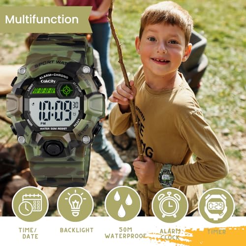 CakCity Kids Camouflage LED Sports Watch in Silicone Band