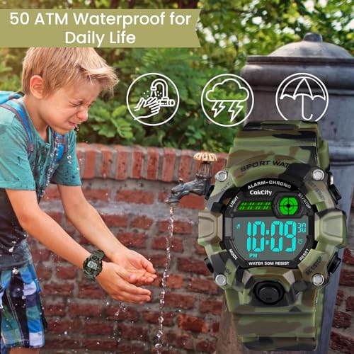 CakCity Kids Camouflage LED Sports Watch in Silicone Band