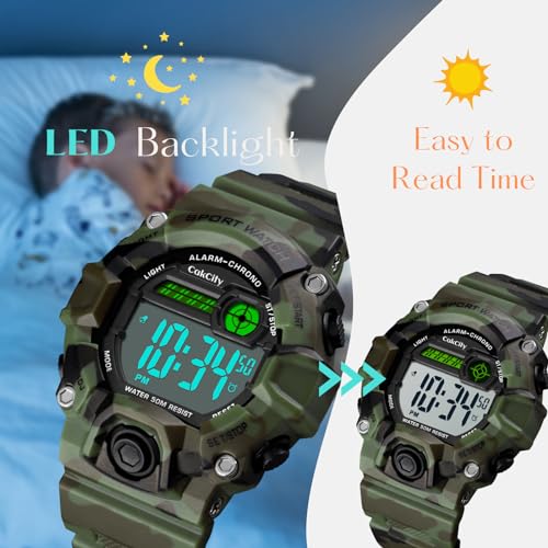 CakCity Kids Camouflage LED Sports Watch in Silicone Band