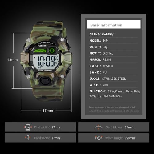 CakCity Kids Camouflage LED Sports Watch in Silicone Band