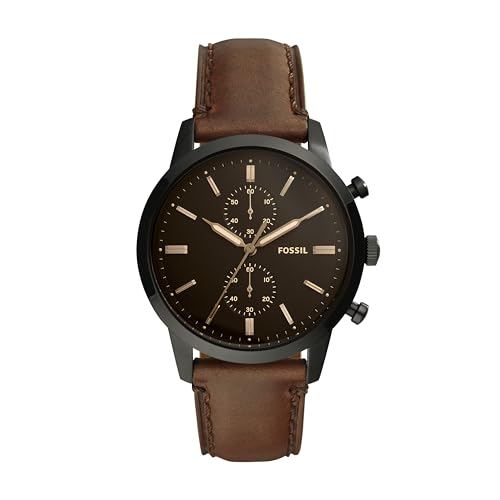 Fossil Townsman Men's Black Leather Chronograph Watch