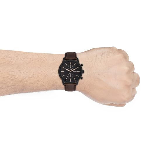 Fossil Townsman Men's Black Leather Chronograph Watch