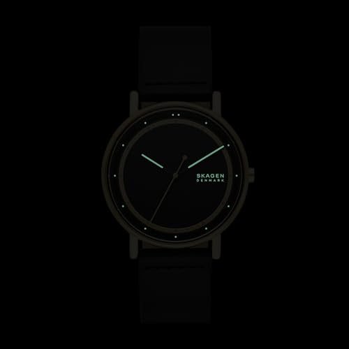 Skagen Men's Gold & Black Leather Band Watch