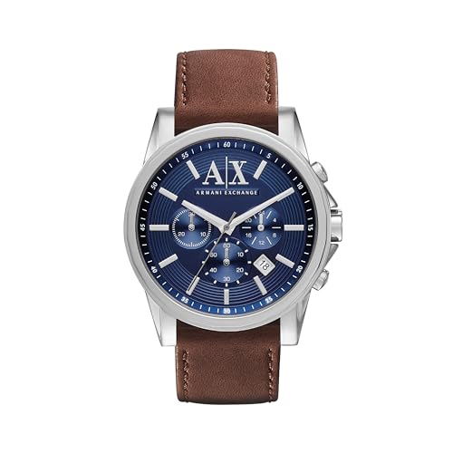 Armani Exchange Men's Chronograph Silver and Brown Watch