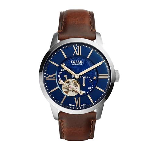 Fossil Men's Townsman Automatic Skeleton Watch - Silver/Brown