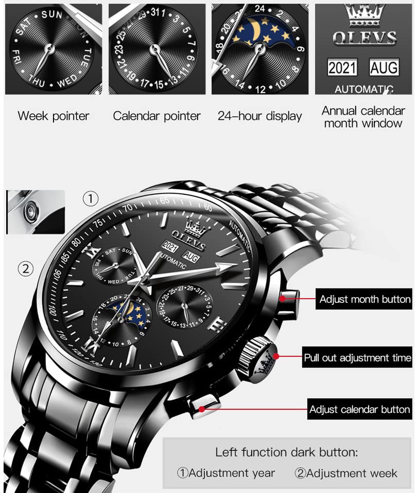 OLEVS Men's Automatic Waterproof Mechanical Dress Watch