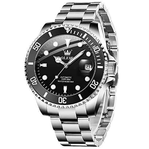 OLEVS Men's Silver Automatic Mechanical Dress Watch