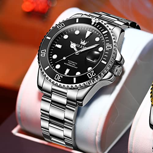 OLEVS Men's Silver Automatic Mechanical Dress Watch