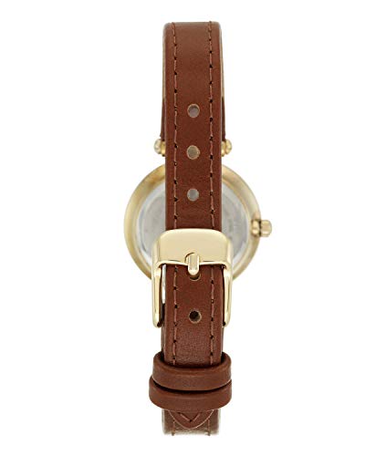 Anne Klein Women's Gold-Tone Champagne Dial Leather Watch