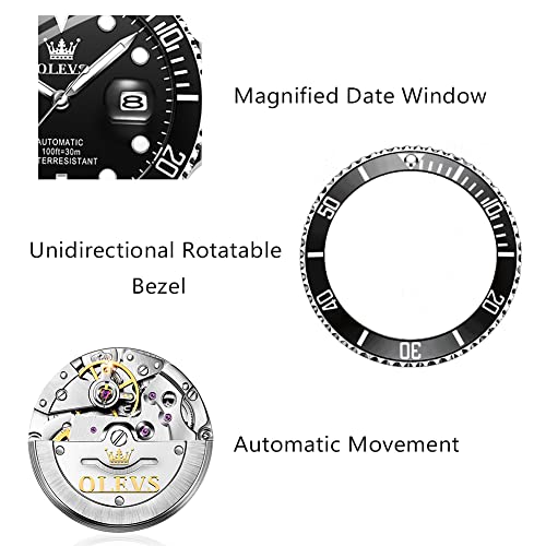 OLEVS Men's Silver Automatic Mechanical Dress Watch