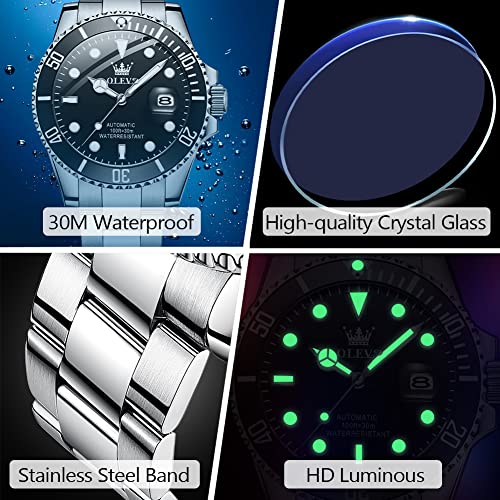 OLEVS Men's Silver Automatic Mechanical Dress Watch
