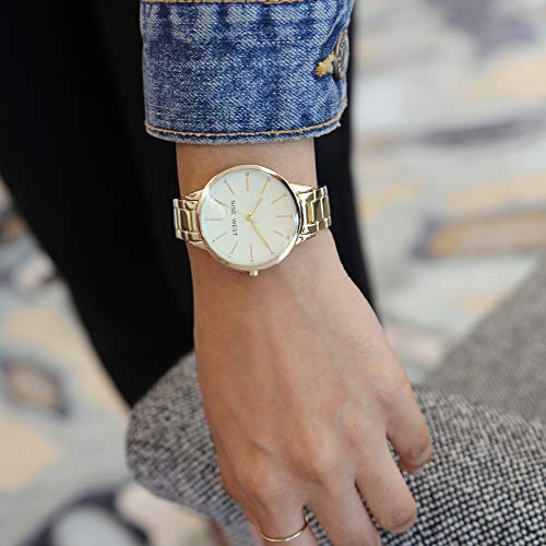 Nine West Women's Gold-Tone Crystal Bracelet Watch