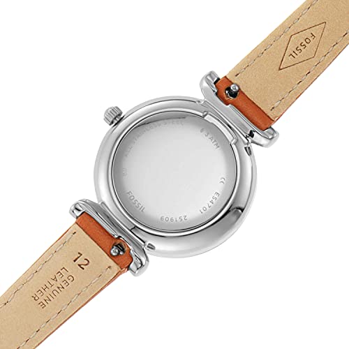 Fossil Carlie Mini Rose Gold/Silver Leather Watch