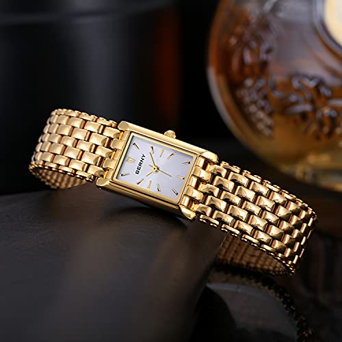 BERNY Women's Gold Quartz Watch with Stainless Steel Band