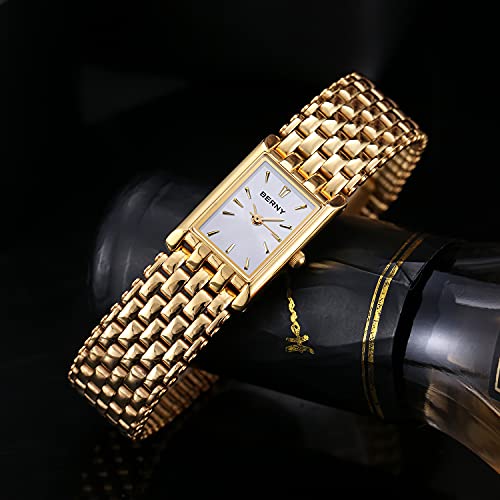 BERNY Women's Gold Quartz Watch with Stainless Steel Band