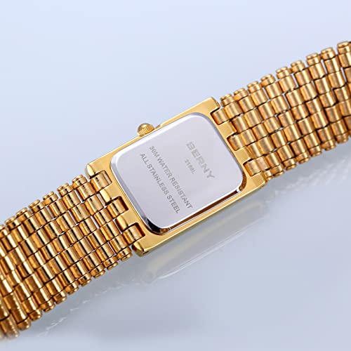 BERNY Women's Gold Quartz Watch with Stainless Steel Band