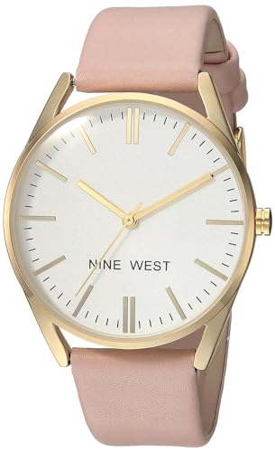 Nine West Women's Gold and Pink Strap Watch