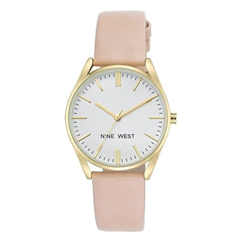 Nine West Women's Gold and Pink Strap Watch