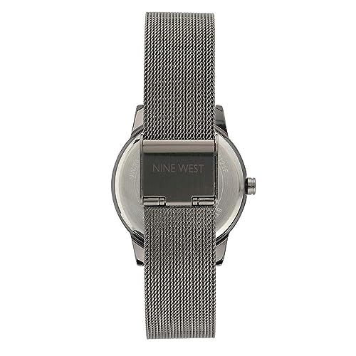 Nine West Gunmetal & Silver Mesh Bracelet Watch for Women