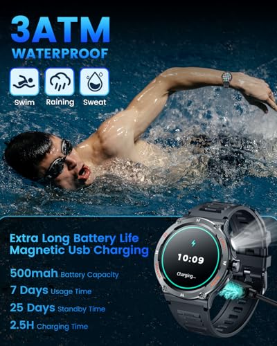 Men's Fitness Smartwatch 1.53" Round Touchscreen