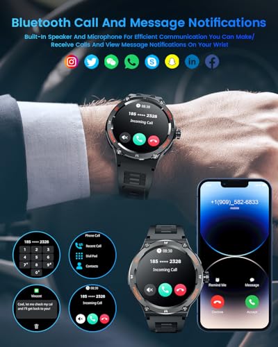 Men's Fitness Smartwatch 1.53" Round Touchscreen