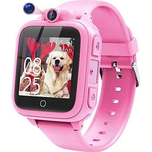 Pink Smart Watch for Kids Age 4-12